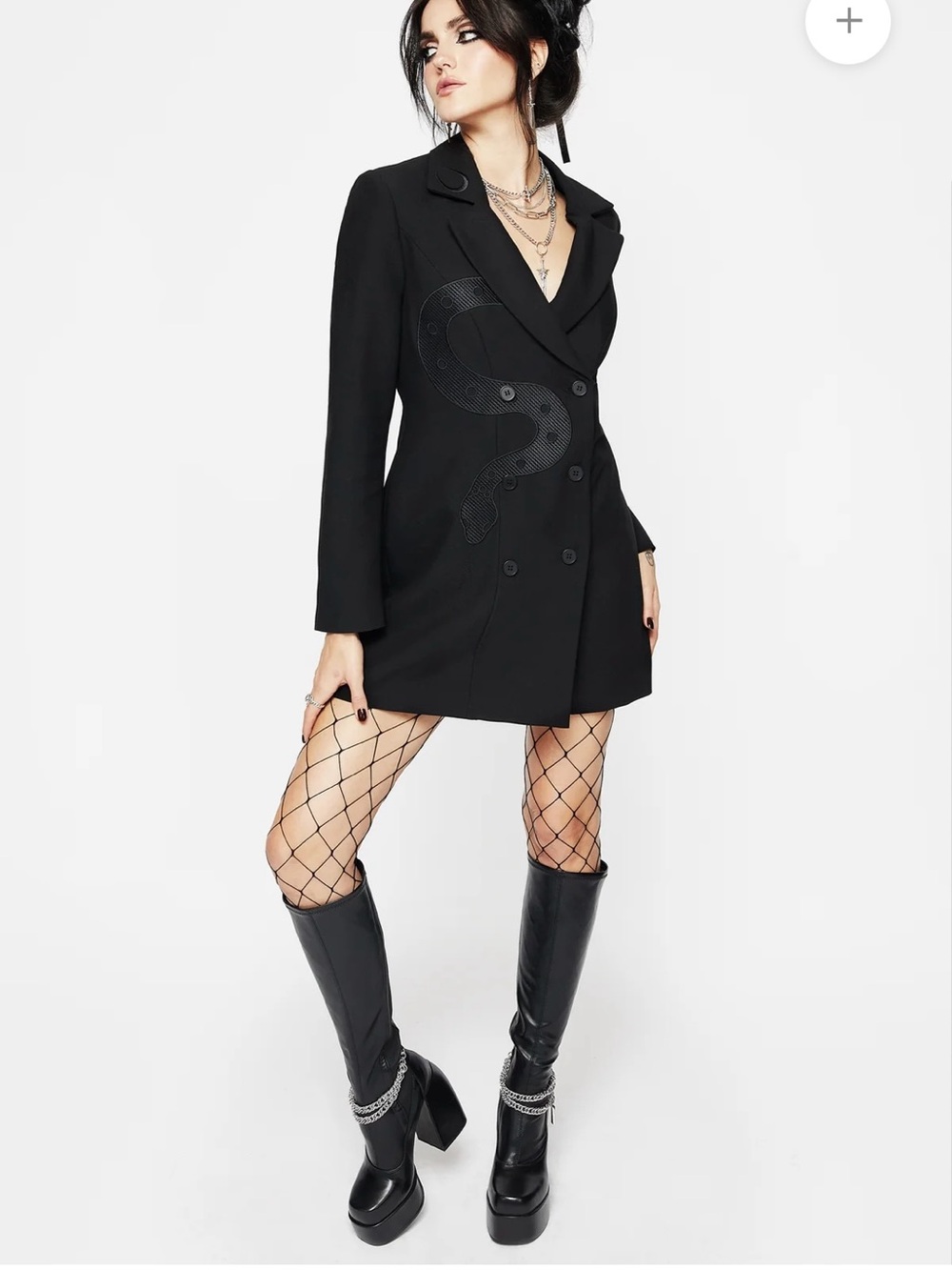 NWT Disturbia Slither Snake Embroidered Black Blazer Mini Dress Sz 4 Goth